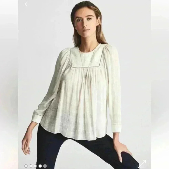 Reiss Tops - New Reiss Marcia Ladder Sheer Interest White Blouse Size 4